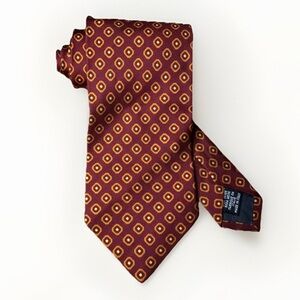 Tiffany And Co.‎ Burgandy Orange Gold  100% Silk Necktie Made In Italy